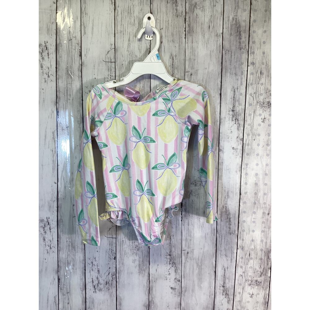 Southern Smocked Co. Denning Rashguard Size 4T for Girls Purple/Yellow Floral